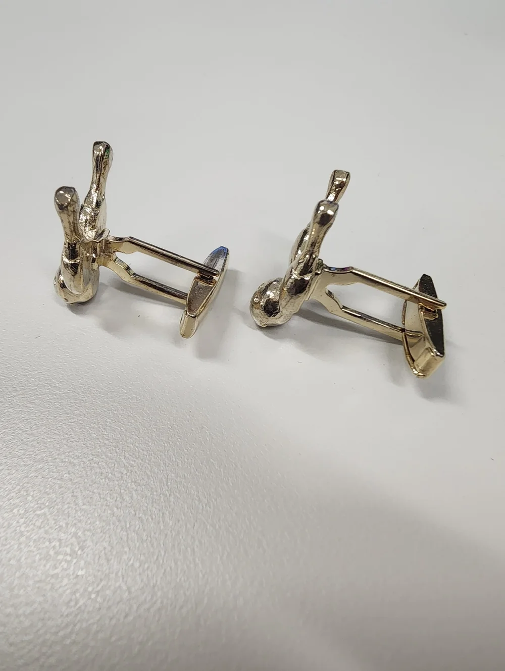 Figural Bowling Cuff links 3D Bowling Ball & Pins Novelty Retro Gold-Tone Sports